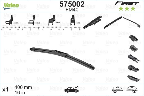 VAL-575002 Silecek Supurgesi 400mm Fm40 ( Universal Fiat-Renault-Peugeot-Ford-Vw)