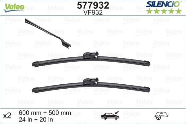 VAL-577932 Valeo Silencio Vf932 (X2) (600+500mm) (Ön) Land Rover Range Rover Sport (L494)   Land Rover Discover
