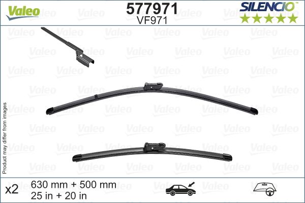 VAL-577971 Valeo Silencio Vf971 (X2) (630+500mm) (Ön) Ford Focus Iv (Hn)   Ford Focus Iv Turnier (Hp)   Ford Fo