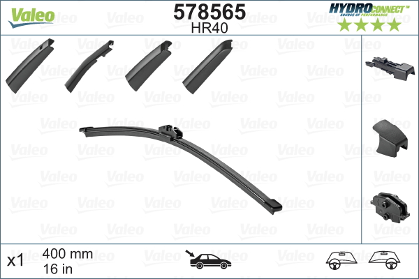VAL-578565 Silecek Supurgesi Arka Hydroconnect 400 Mm