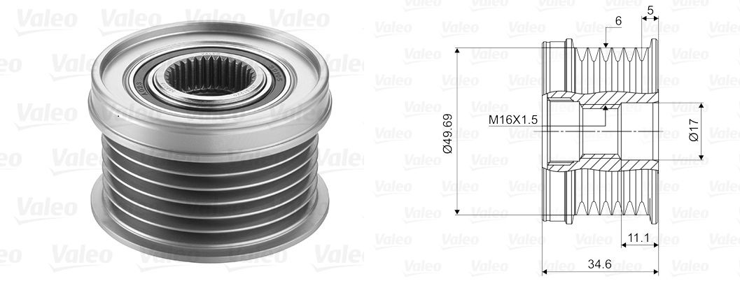 ABA-25500155 Alternator Serbest Hareketli Gergi Rulmani Golf 06 14 Gopl 05 07 Jetta 06 08 Passat Touran Altea Tol [Ina Tip] [5549.335.1]
