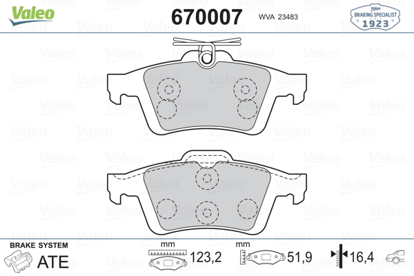 VAL-670007 Fren Balatasi Arka C-Max 07>10 Focus 04> Focus 2.3 15> Focus Cc 06>11 Focus C-Max 03>07 Grand Tourne