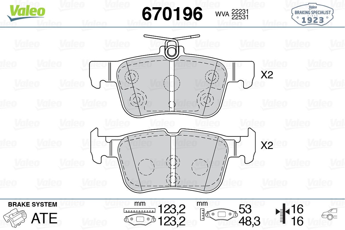VAL-670196 Fren Balatasi Arka Ford:Mondeo 14-Kuga 4×4 12- Edge 15-18