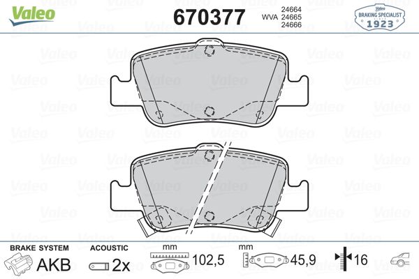 VAL-670377 Balata Fren Arka - (Toyota  Corolla 07/12 - Auris 2013/  1.4 D4d Dizel )