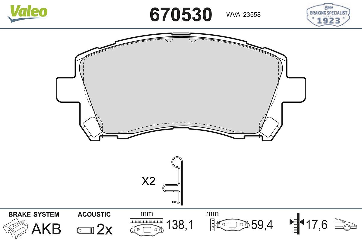VAL-670530 Balata Fren On-(Subaru  Impreza 94/00 4wd/Legacy 94/03/Outback 00/03/Forester 98/02  )