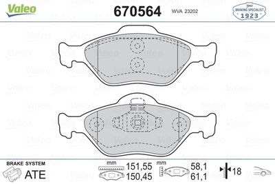 VAL-670564 Fren Balatasi On Fiesta 1.4tdci Absli 00=> Fusion 02=> Mazda 121 96=> Mazda 2 03=>