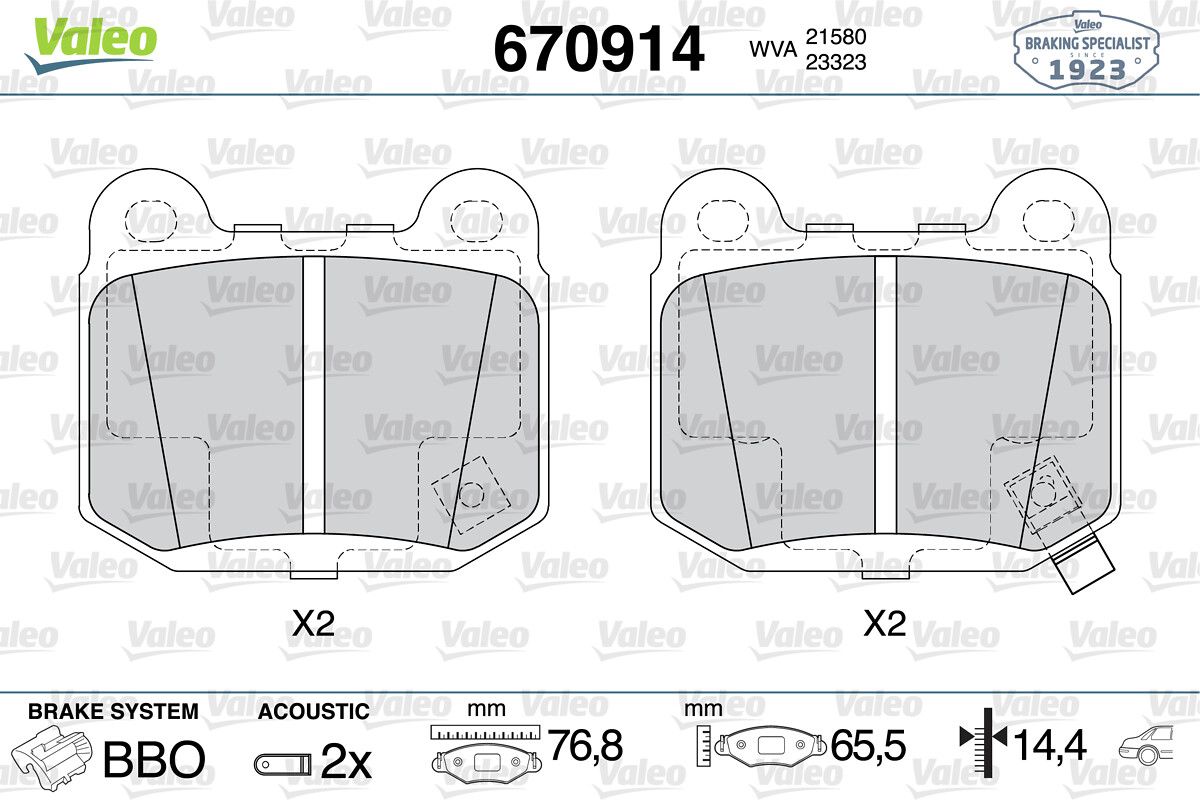 VAL-670914 Balata Fren Arka-(Mitsubishi  Lancer 07/11 2.0 Evo/Nissan  350z 06///Impreza 2.0-2.5 Wrx )