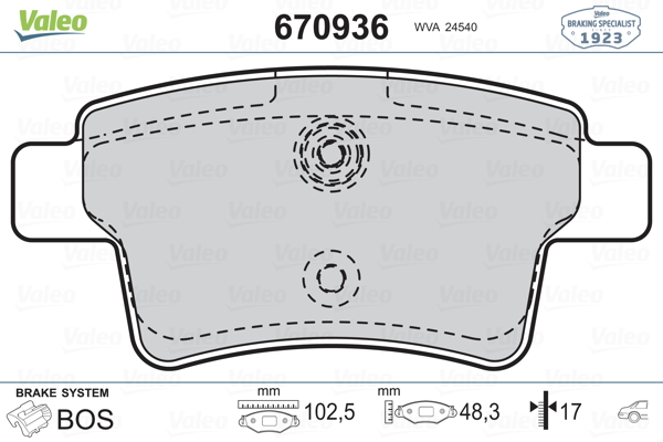 VAL-670936 Fren Balatasi Arka (Citroen  C4 Picasso 1.6hdi 1.8 2.0 2.0hdi 06-)