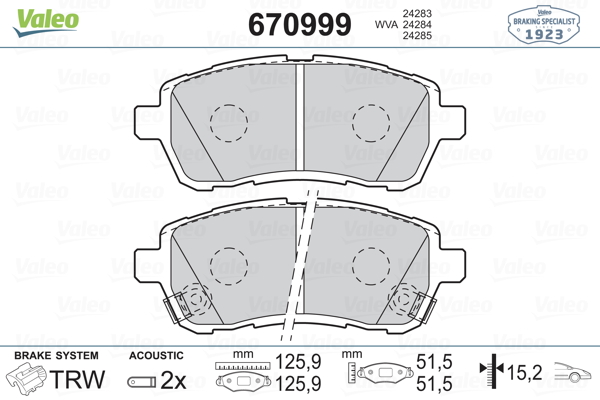 FRD-FDB4179 Ön Fren Disk Balata ( Ford   Fiesta 2008- ) (Mazda-2 08/12  )