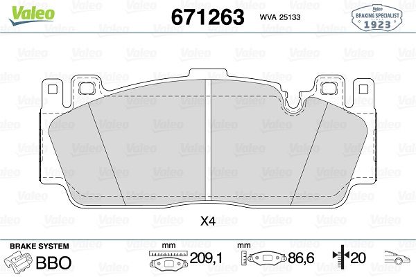 VAL-671263 Fren Disk Balatasi On M3 3.0 01 14> M4 Cabrio 07 14> M4 Coupe 01 14> M5 4.4 06 11> M6 Cabrio 4.4 01