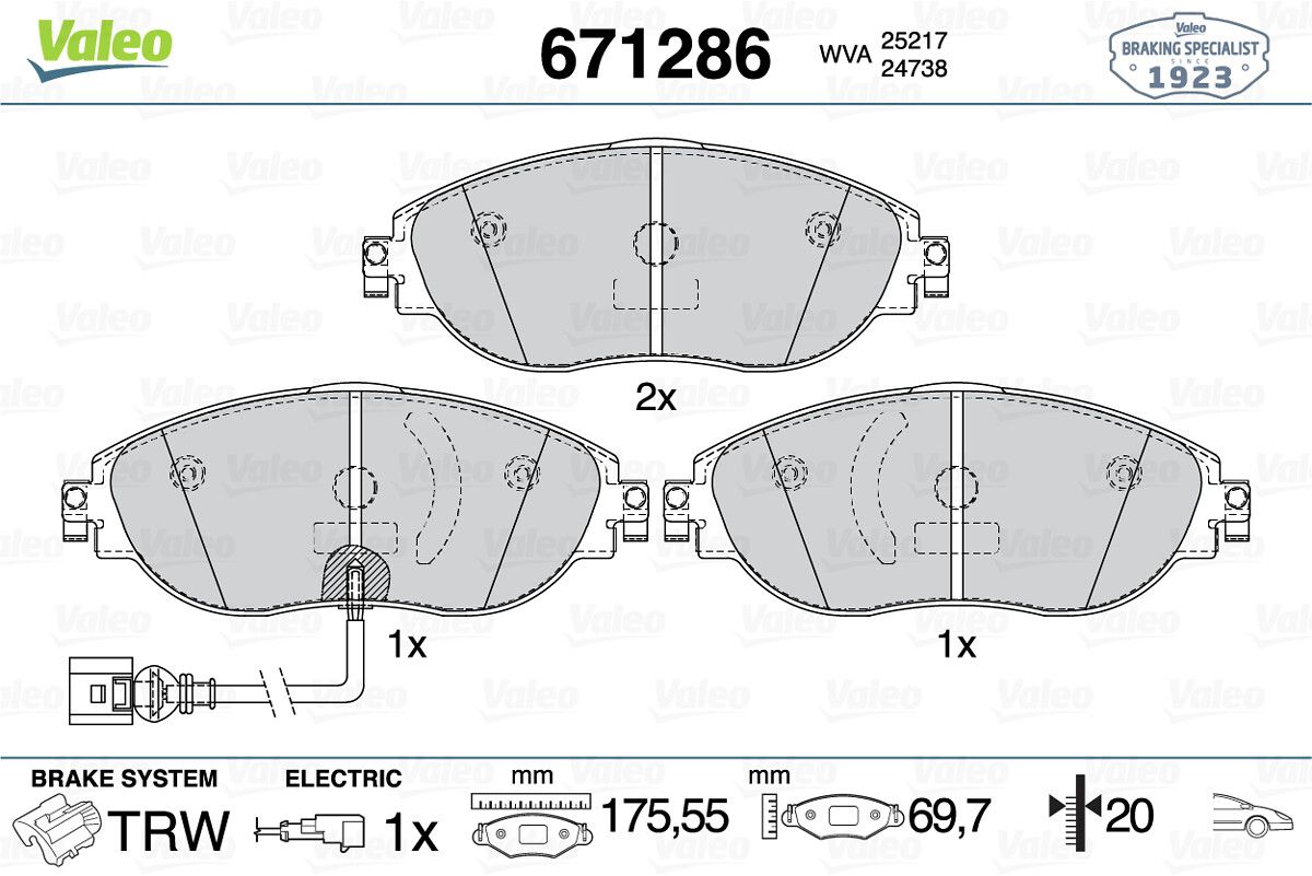 VAL-671286 Fren Balatasi On Golf Vii Passat 14> Tiguan 16> A3 12> Leon 15> Octavia 14> Superb 15>