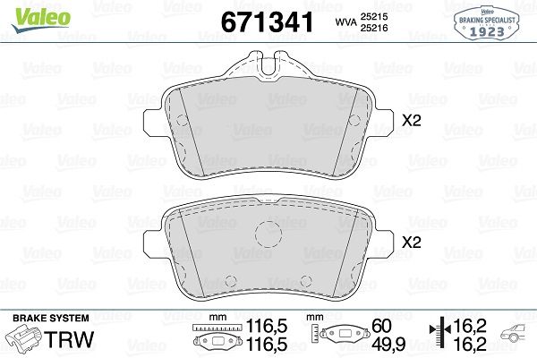 VAL-671341 Fren Balatasi Arka  Mercedes W166-292 Amg
