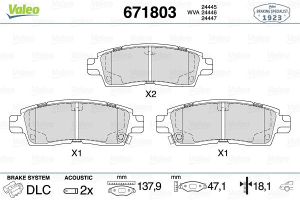 VAL-671803 Fren Balatasi Arka Chevrolet Trailblazer Awd 01 -08 Isuzu Ascender Awd 03-  Saab 9-7x  04-12