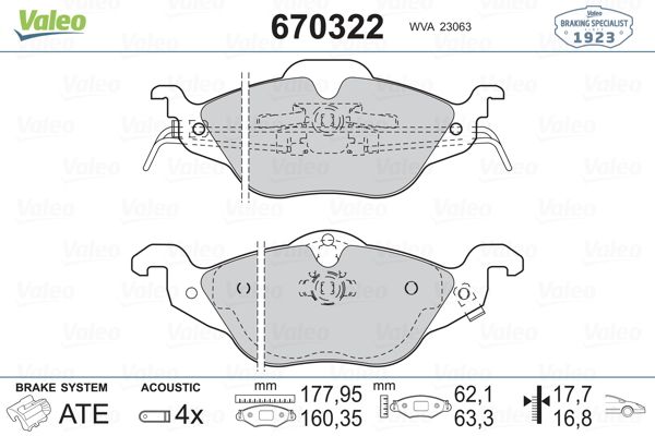 VAL-672422 Fren Balatasi On Astra G 1.2-1.4-1.6-1.7d-1.8-2.0d (98-05) Zafira 1.8-2.0d 16v (98-05)