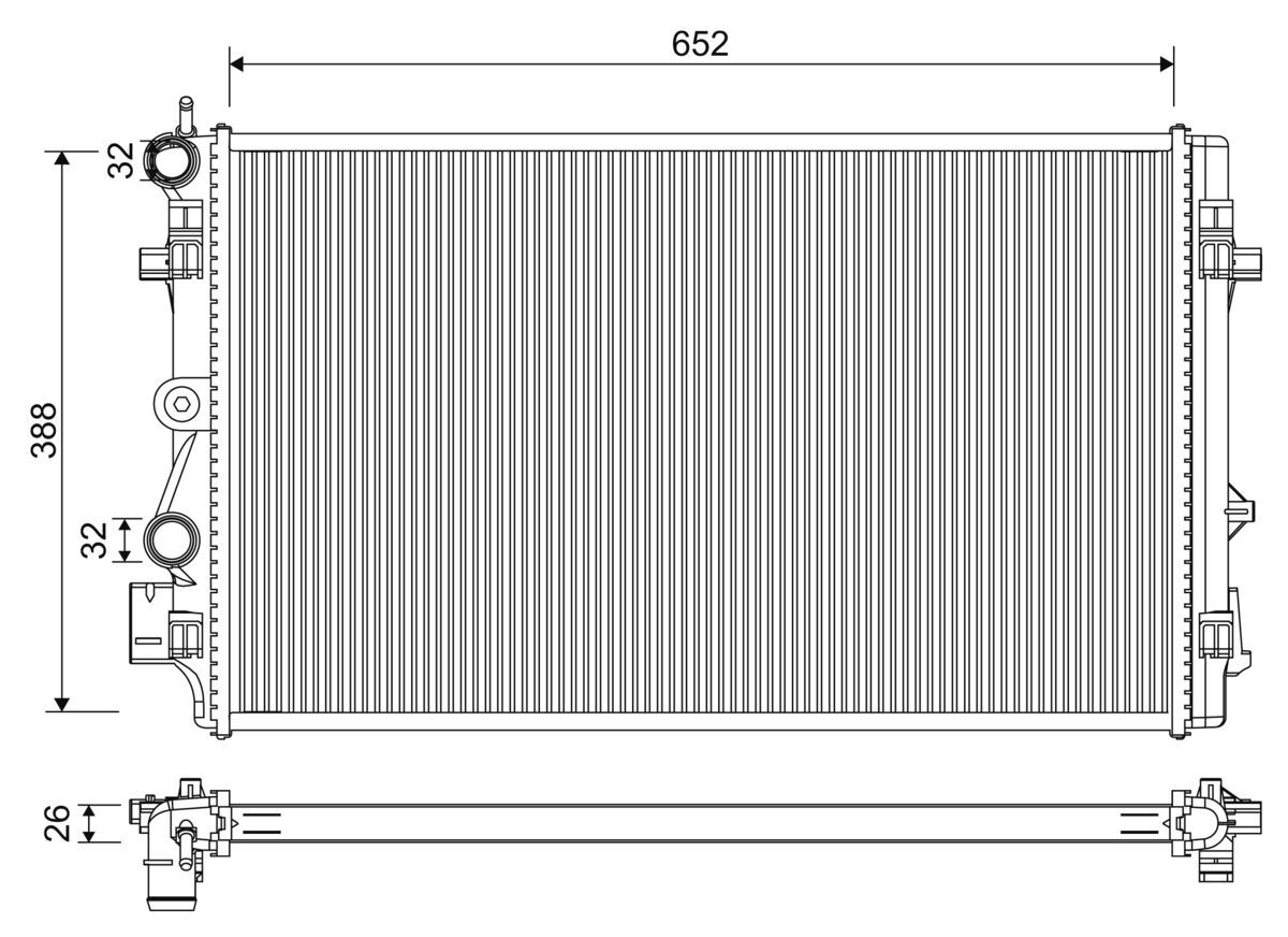 KLR-345850 Su Radyatoru  (Vw Polo 10-18  Audi A1 15-18  Seat Ibiza 16-17  Skoda Fabia 11-15)