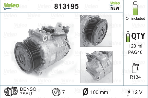 VAL-813195 Klima Kompresoru  (Mercedes Clk (C209) - 240 02-09/S-Serisi (W220) 02-05/Vito (W639) - 109 Cdi 03-)