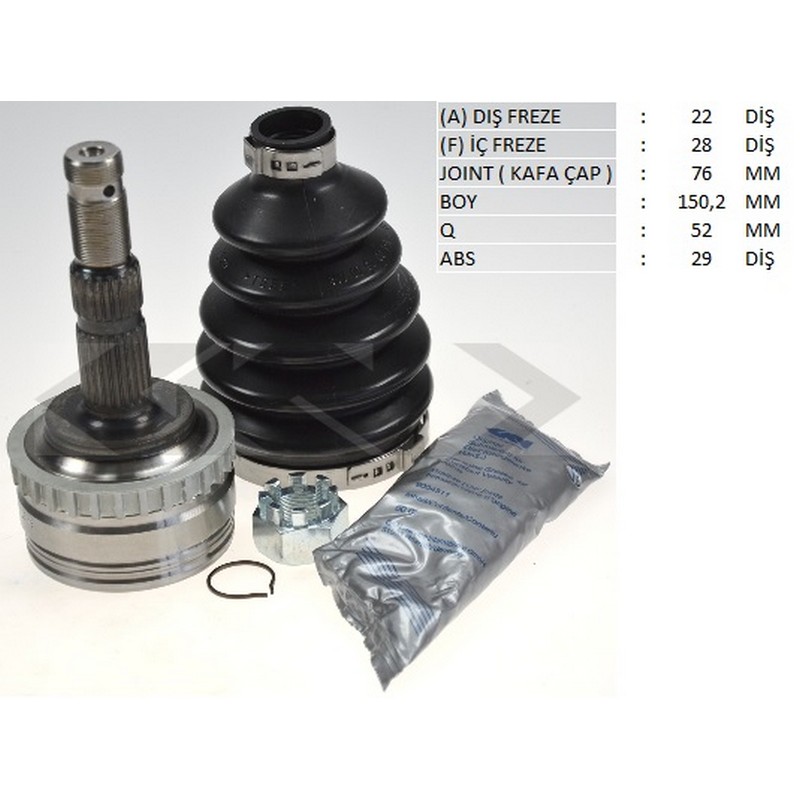 OP-1033A Aks Kafasi Sol-Sag On Dis Opel Corsa C 1.0 Absli 29 Dis 22x28x52 Uzunluk 151,7 Mm 2000-2006