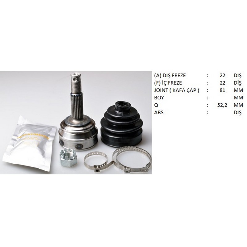 OP-1002 Aks Kafasi Sol-Sag On Dis Opel Ascona C 1.3 22x22x52 Uzunluk 145 Mm 1981-1988