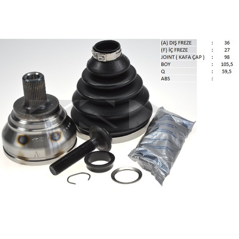 AD-1033 Aks Kafasi Sol-Sag On Dis Volkswagen Caddy Iii (2ka,2kh,2ca,2ch) 1.9 Tdi  36x27x59.5 Uzunluk 105mm 2004-2010