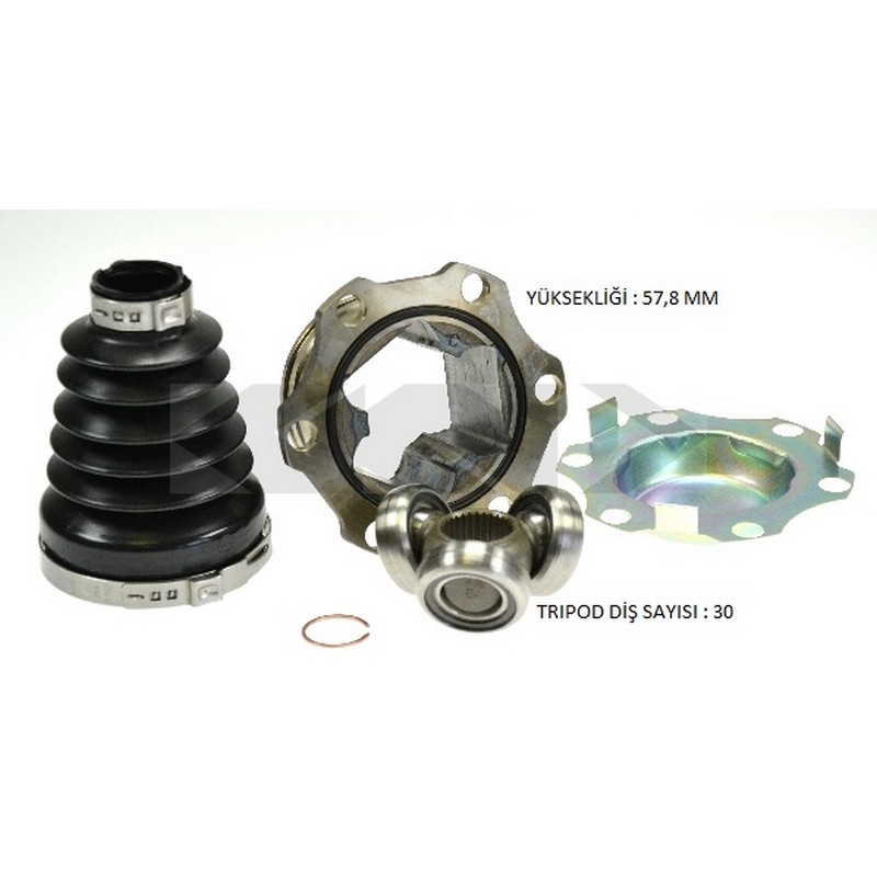 VW-5060 Aks Kafasi Sol-Sag On Ic Volkswagen Golf Iv (1j1) 1.6i Freze Dis 30 Uzunluk 57.6mm 1997-2005