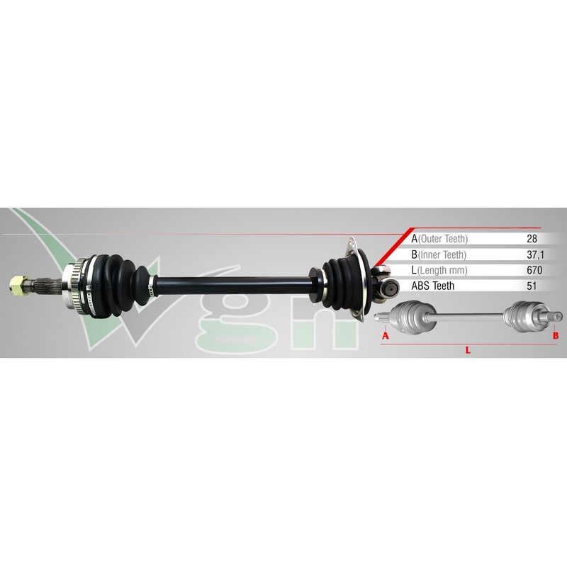 RN-8028A Komple Aks Sol On Renault Master Ii (Fd) 2.5 D S8u Absli 51 Dis Uzunluk 670 Mm 1998-2010
