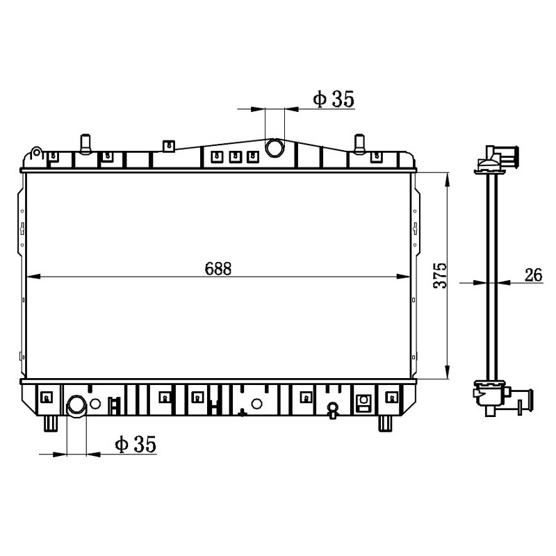 KALE-355500 Radyator Lacetti Rezzo 1.4-1.6-1.8 (Mt) (Nac) Al Pl Brz