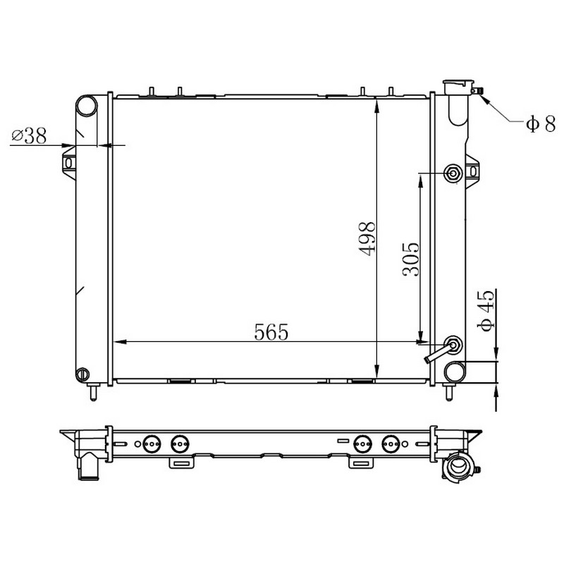 16-1201B Su Radyatoru Brazing Jeep Cherokee 5.2i A-T 1993-