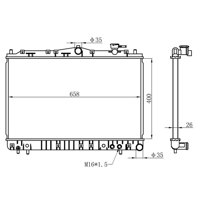 KLR-349270 Su Radyatoru (Hyundai  Sonata 2.0i 2.0i 16v 3.0i V6 93/98 400×680x26  Manuel