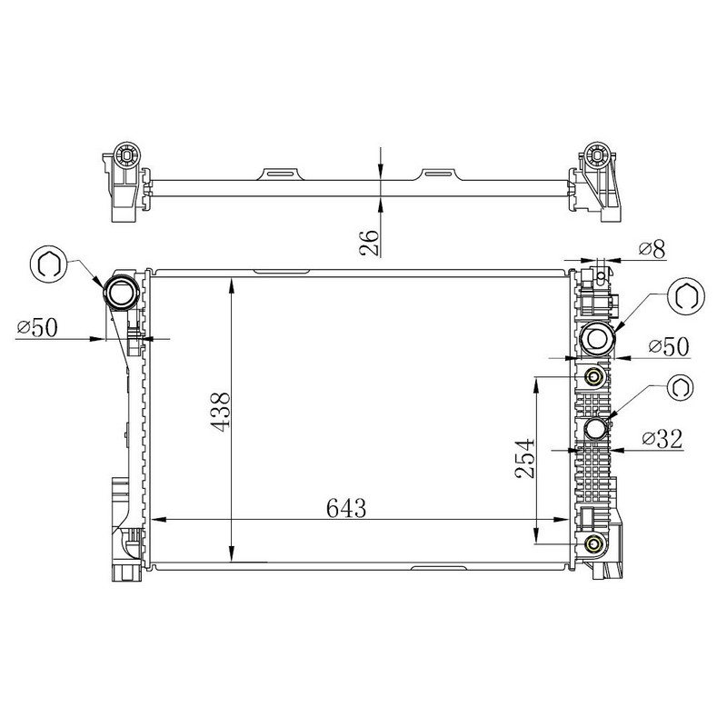 KLR-360180 Su Radyatoru Brazing (Mercedes Benz C-Class (W204) C300/350  C180/350 Cdi C63 Amg 08-14, C-Class (C204)(At)